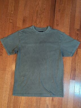 Public Supply NYC Relaxed Short Sleeve Shirt Size L Dark Grey Acid Wash